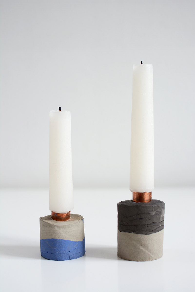 Zement-Kerzenhalter mit Pigmenten | we love handmade