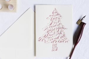 Kalligraphie-Weihnachtskarte mit Tintenfuchs | we love handmade