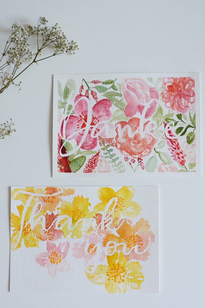 Dankeskarten Mit Aquarell-Blumenmuster – Generische Grußkarten Für Jeden Anlass