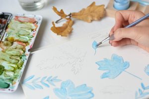 Herbstliches Aquarellbild: Blätter | we love handmade