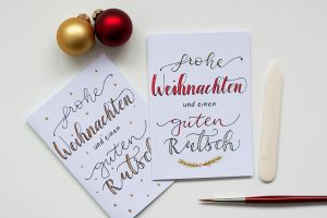 Weihnachtskarten mit Lettering: Freebie | we love handmade
