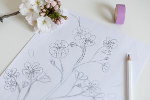 Fensterbemalung: Kirschblüte Skizze | we love handmade