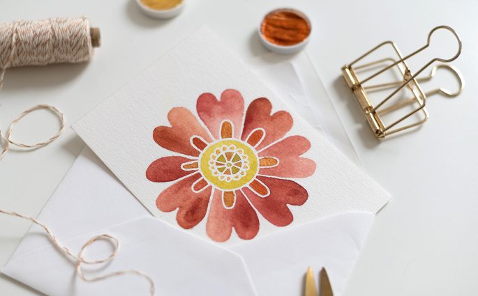 Aquarell-Blumen-Mandala-Karte | we love handmade