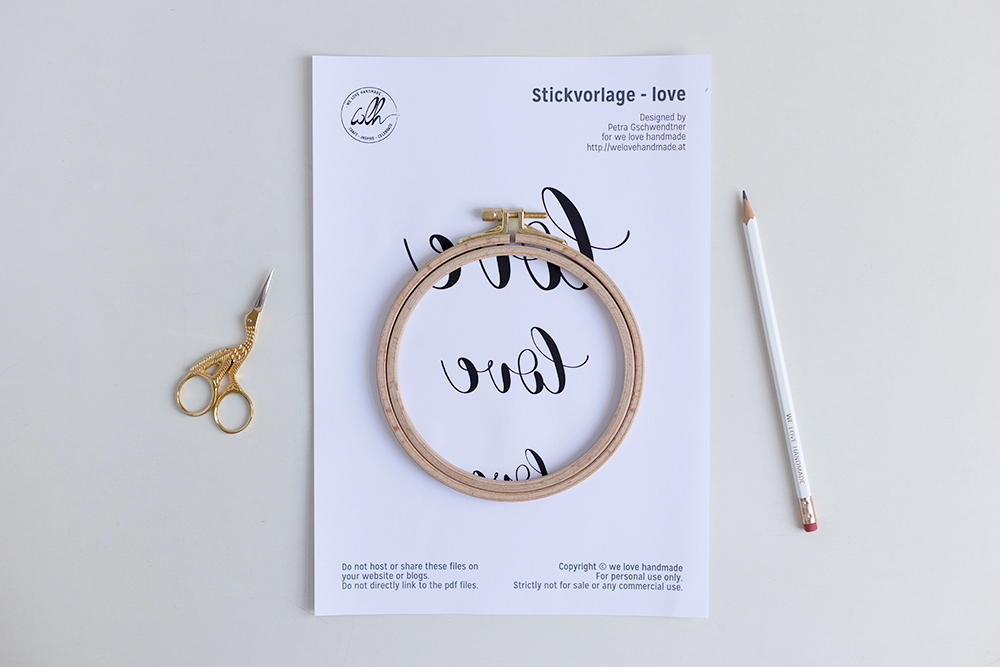 DIY: love-Stickbild - Vorlage für das Motiv ausdrucken und die Größe wählen | we love handmade