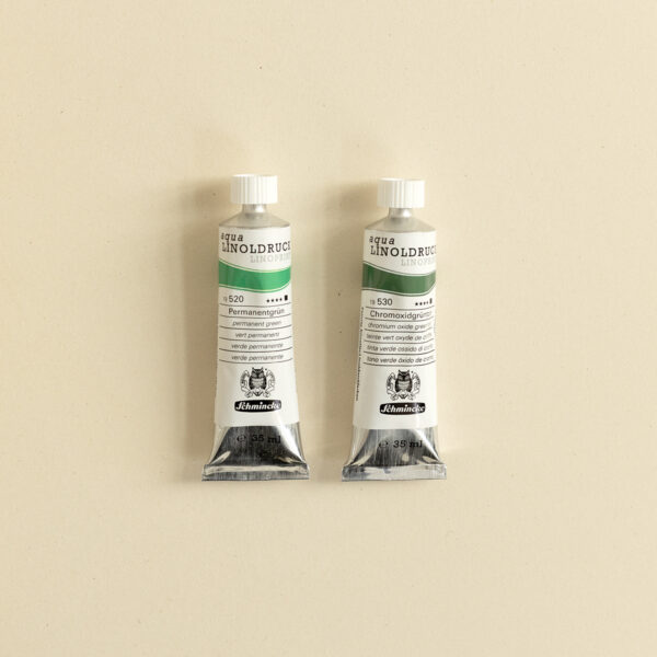 aqua Linoldruck Schminke Linolprint Farben — 520 – Permanentgrün 530 – Chromoxidgrünton | we love handmade